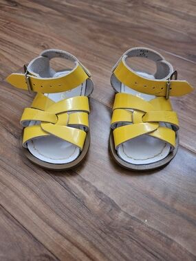 Salt Water Sandals by Hoy Bright Yellow Patent Baby Walker Sandals